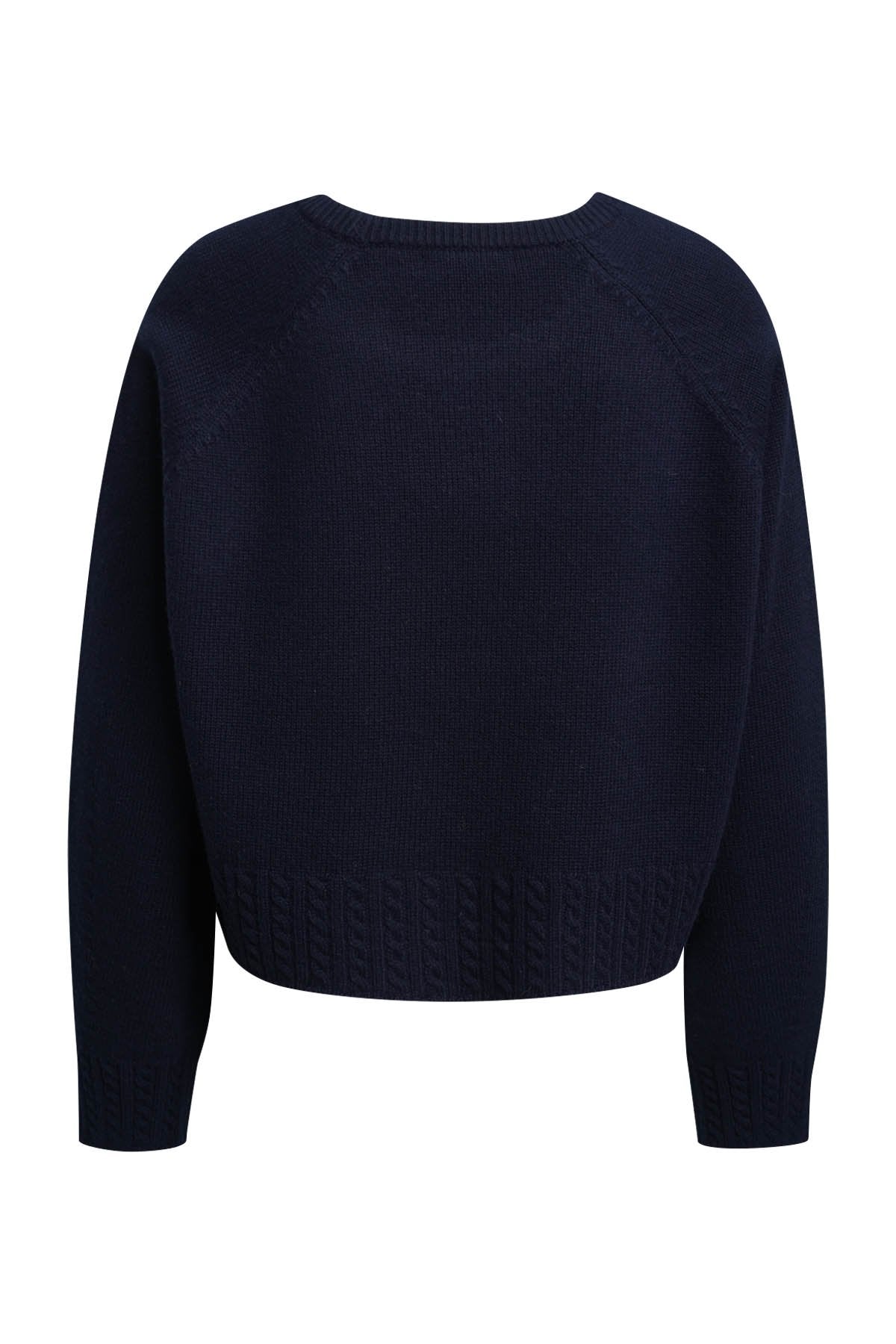 Round Neck Pullover Cable Hem (Marine)