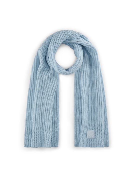 Schal in weicher Wollmischung aus Rippenstrick (Blu1 Blau)