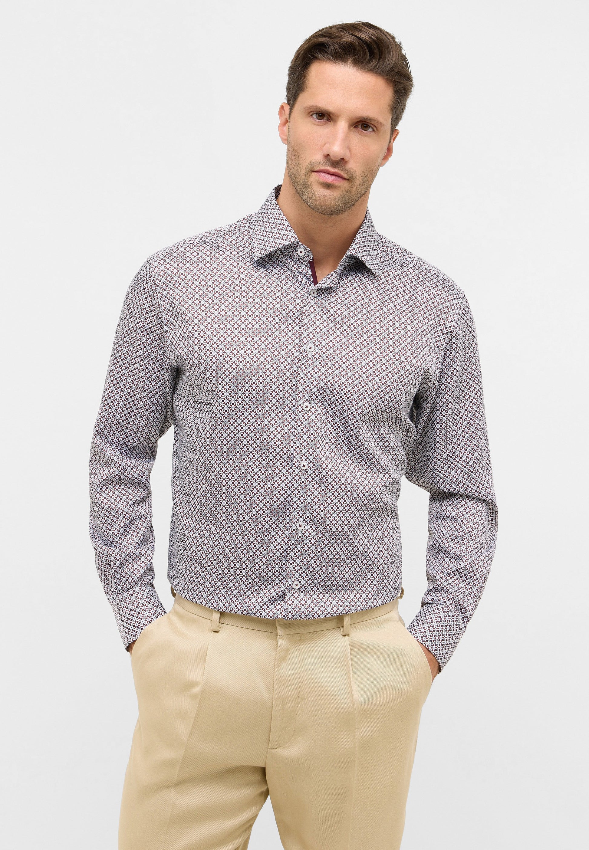 Hemd Twill Langarm (Dunkelrot)