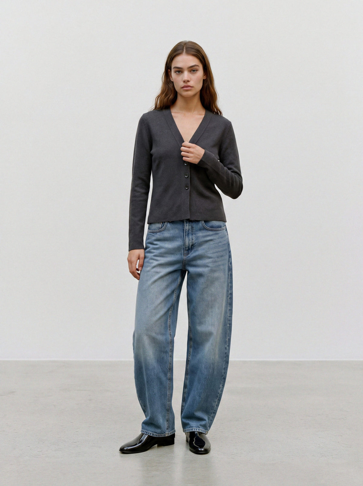 Vmmille Ls V-neck Cardigan Noos (Dark Grey Mel)