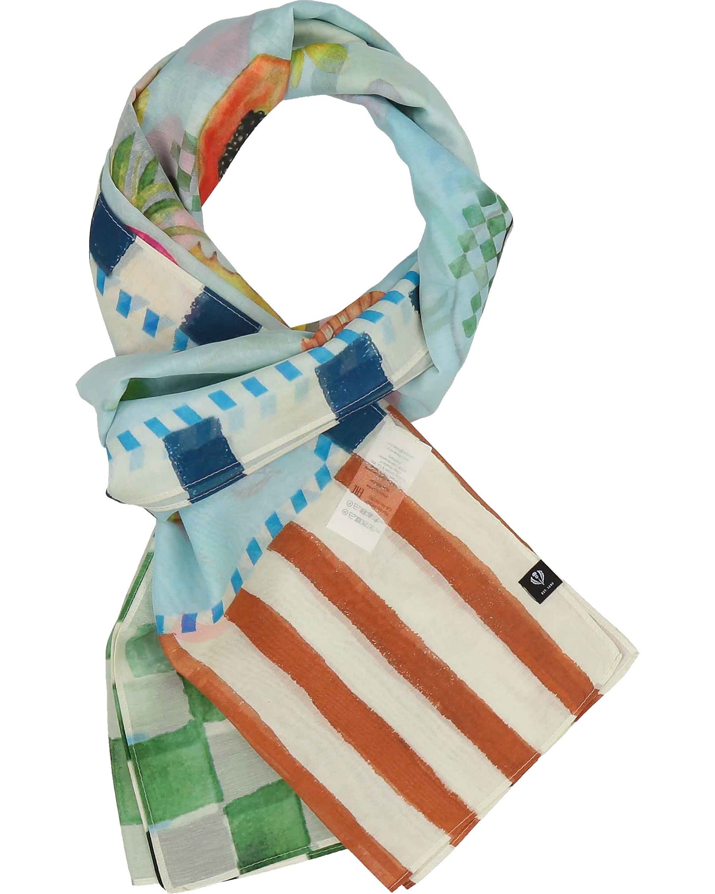 Schal Schal mit Urlaubs-Motiven in Seidenmischung (True Blue)
