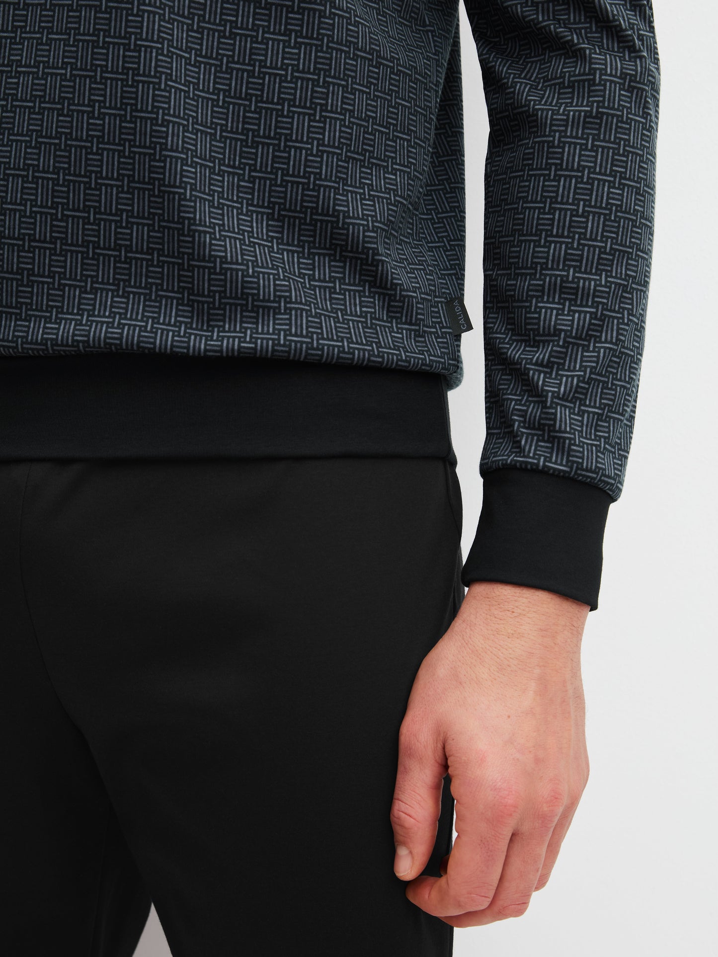 HERREN Pyjama mit Bündchen (Schwarz)