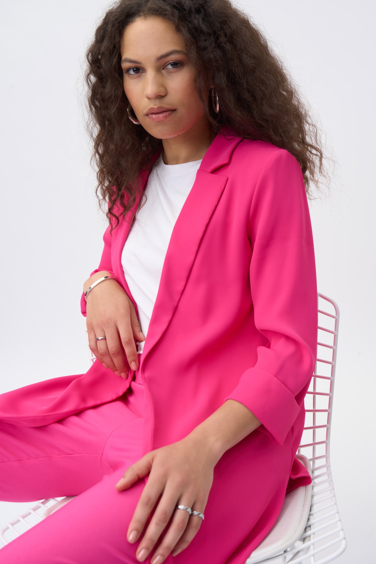 Langer fließender Blazer aus Twill (Pink)