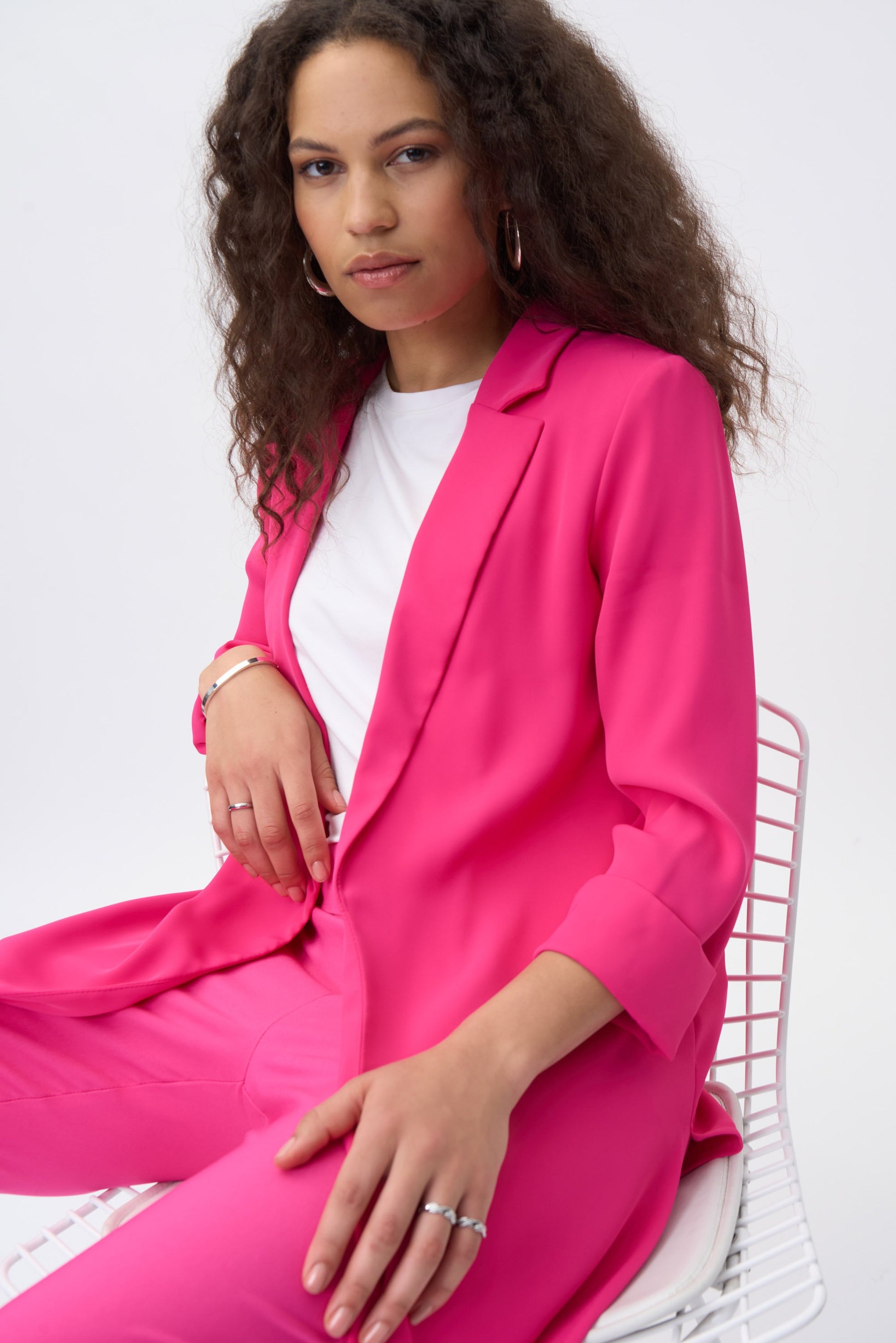 Langer fließender Blazer aus Twill (Pink)