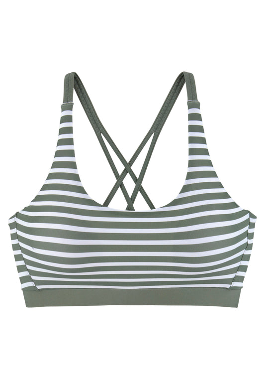 Venice Beach Bustier-Top (Oliv Stripe)