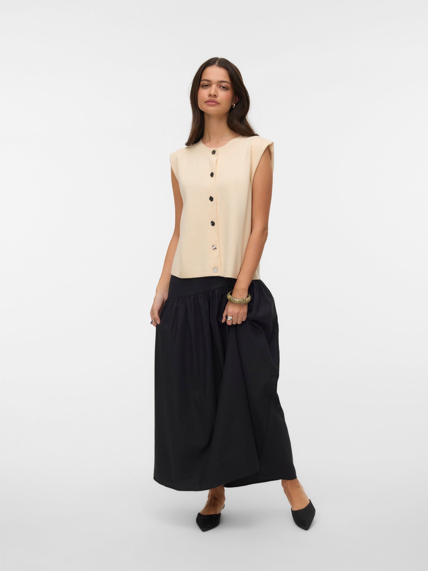 Vmgold Sl O-neck Button Vest Boo (Birch)