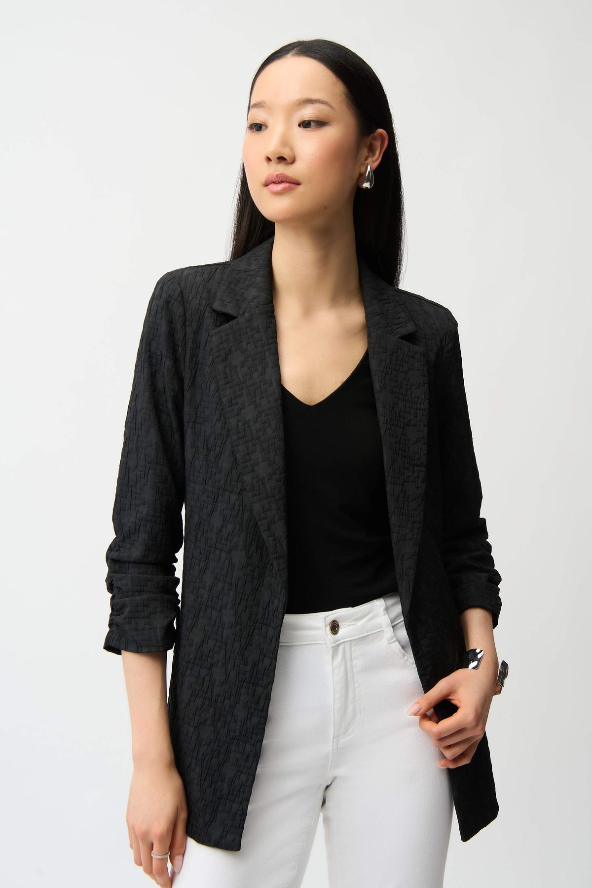 Boxy Blazer aus Jacquard (Schwarz)