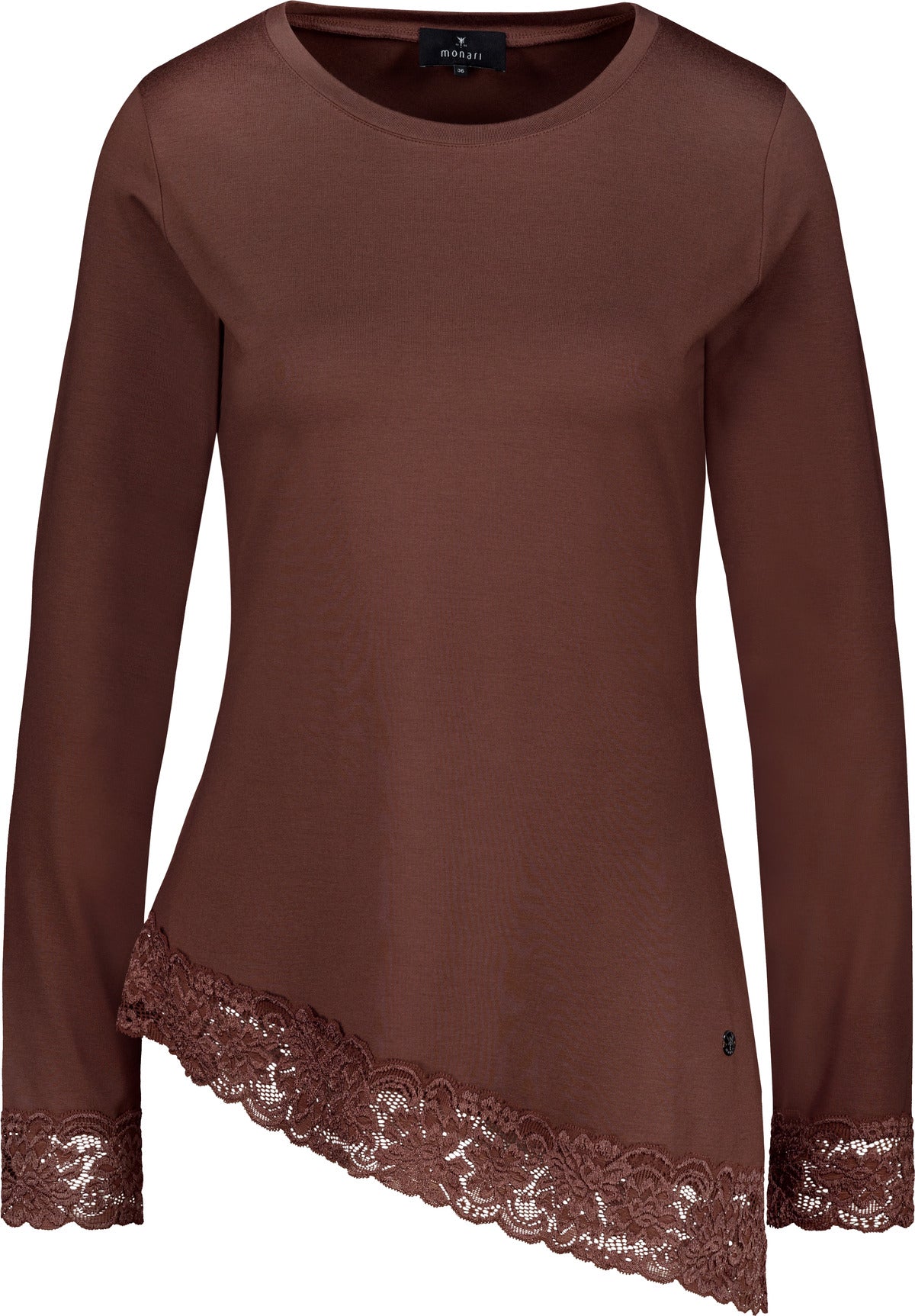 Langarmshirt mit Spitzenborte (Chocolate Brown)