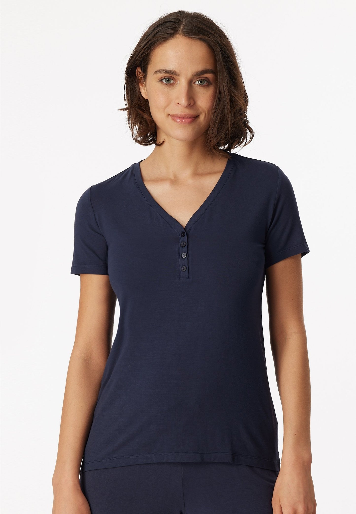 T-Shirt Knopfleiste (Blau)