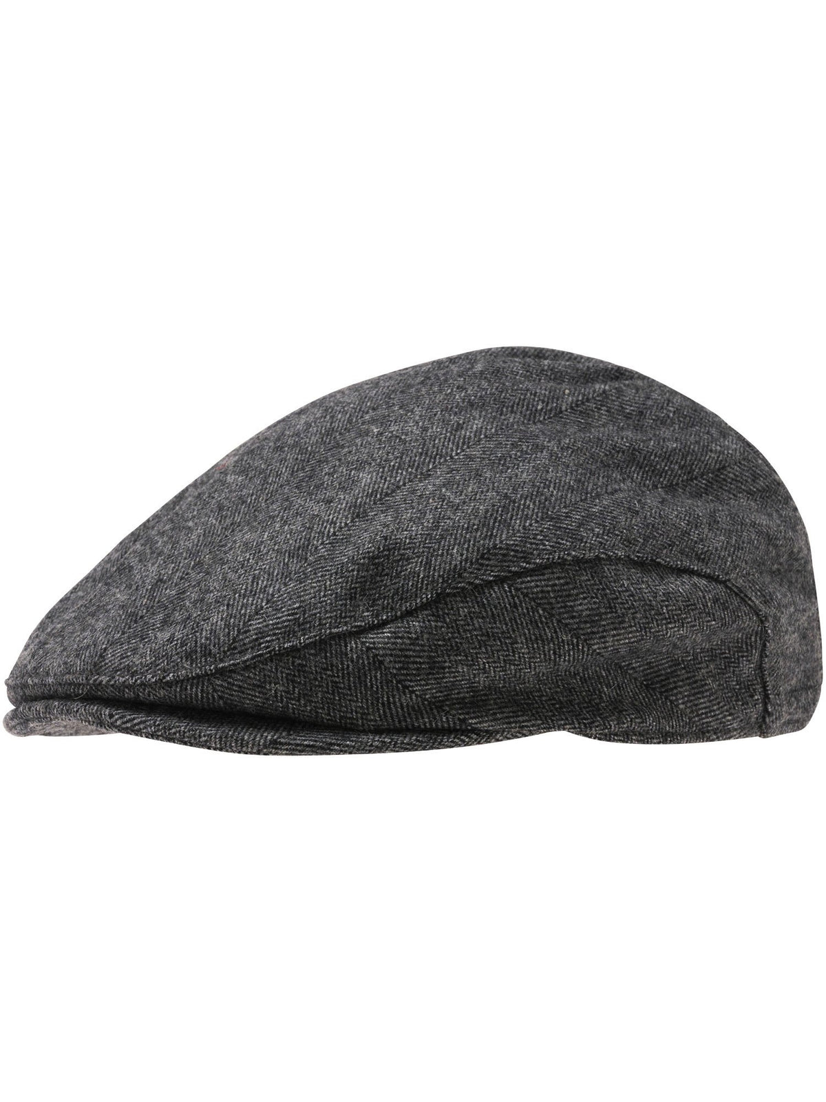 Polyester Kopfbedeckung bugatti Flatcap mit Fischgrät-Design mit Wollanteil (Charcoal)