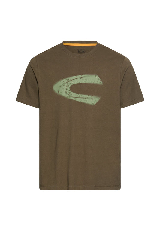 T-Shirt mit Logoprint aus organic Cotton (Dark Olive Green)