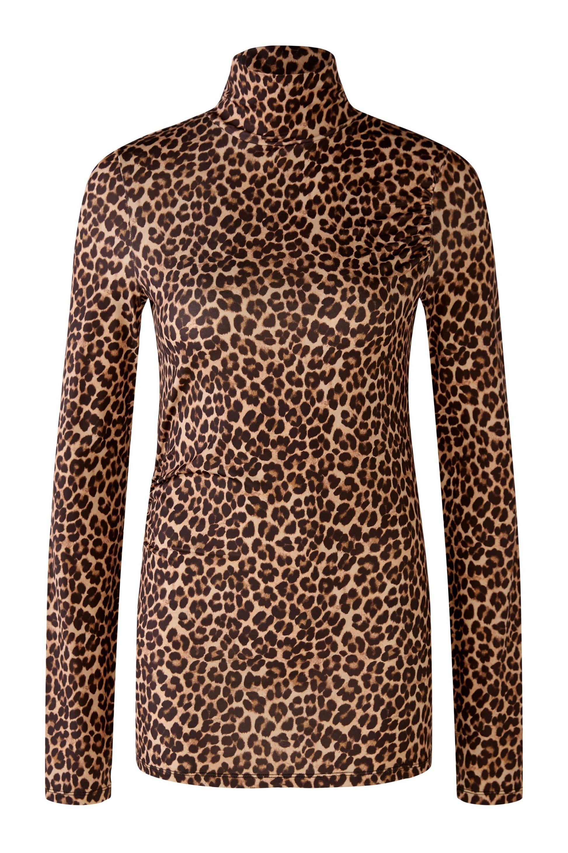 Stehkragenshirt fließende Silky Touch Ware (Black Camel)
