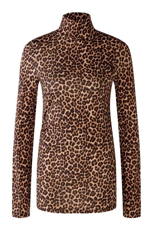 Stehkragenshirt fließende Silky Touch Ware (Black Camel)