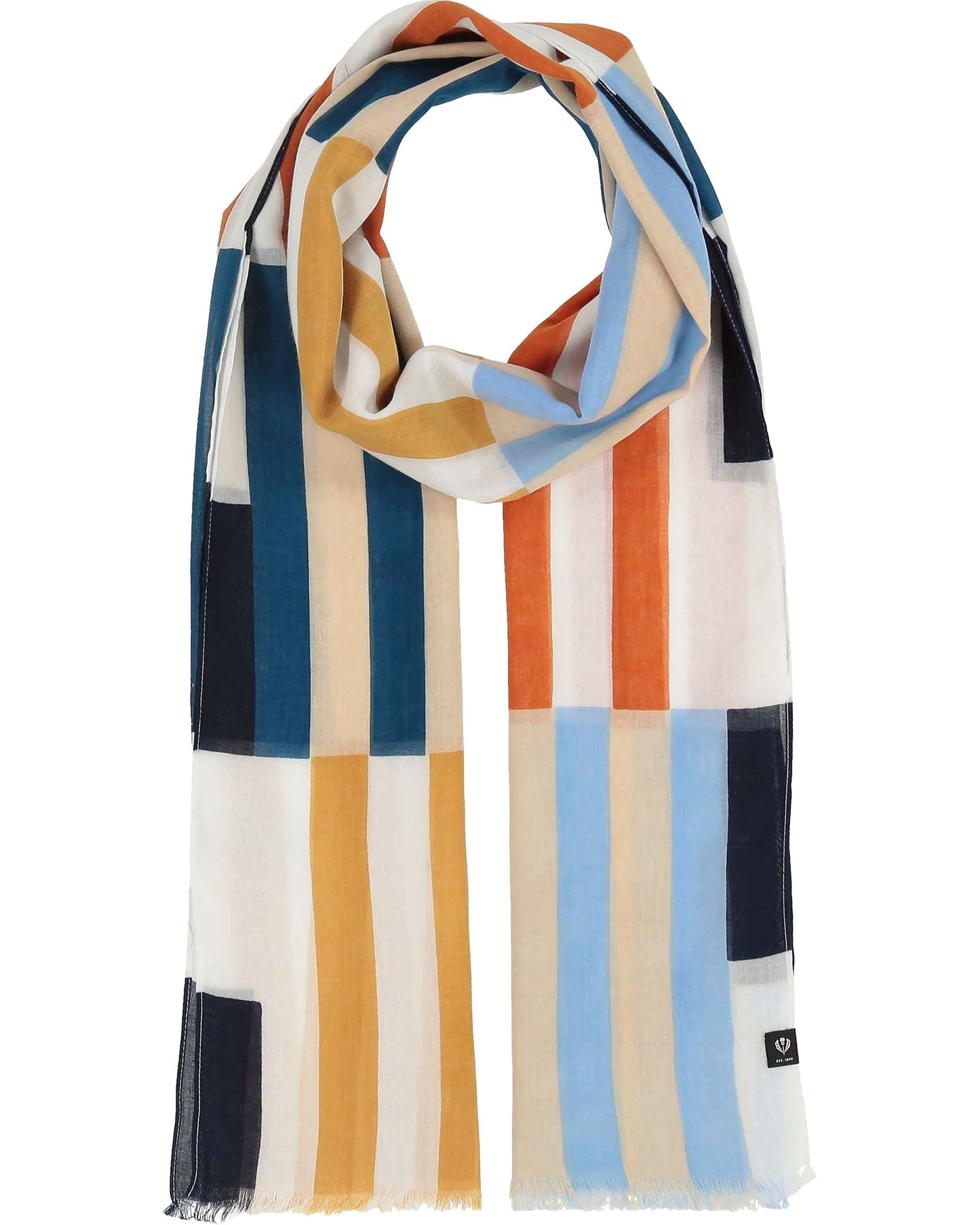 Schal Schal mit Streifen im Retro-Design aus Baumwolle (True Blue)