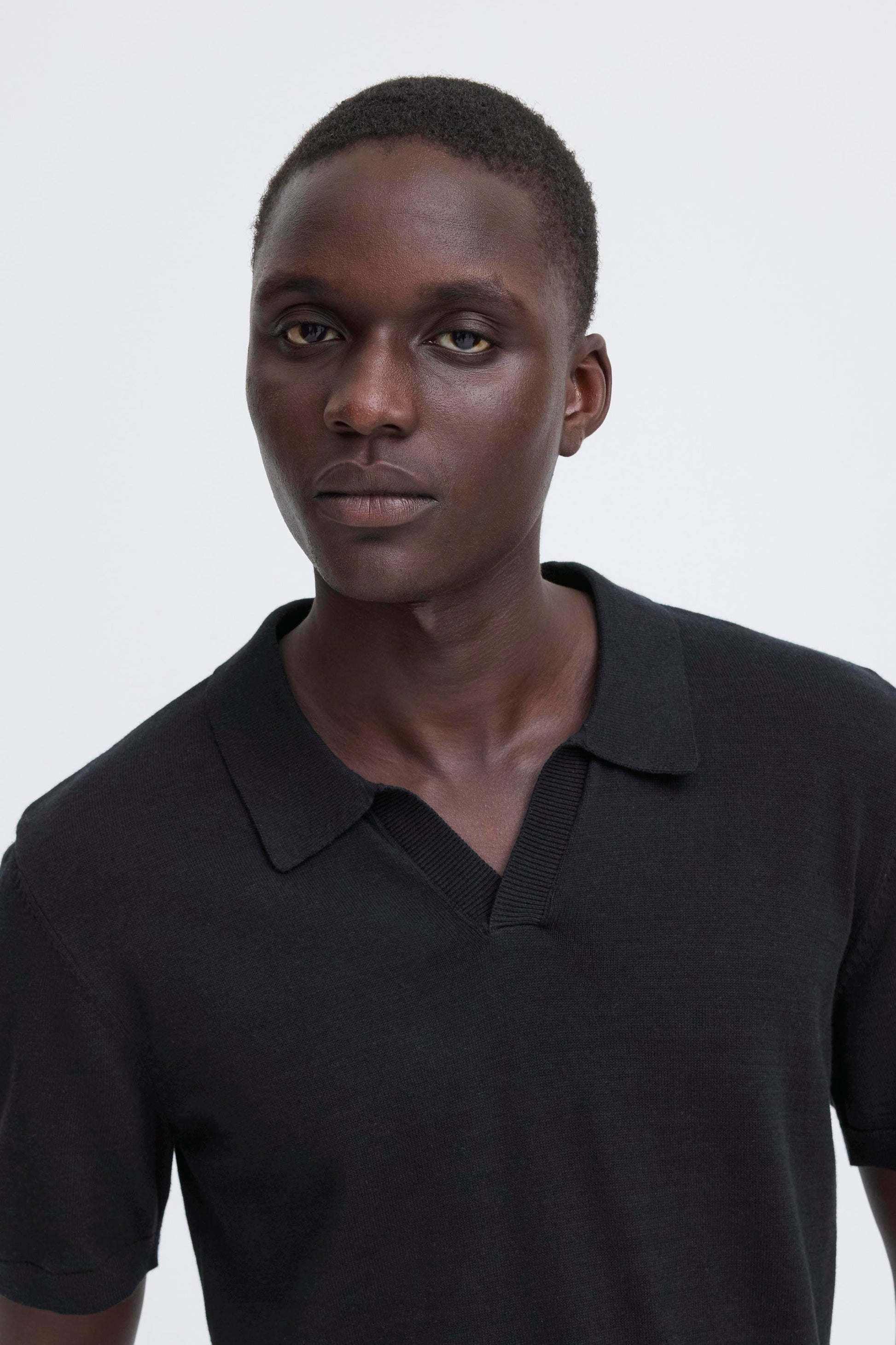 Bhbray Knit Polo Split Neck (Black Beauty)