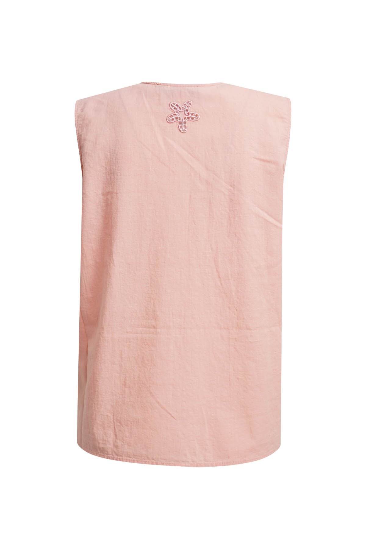 Volant Neck Blouse Top (Peach)