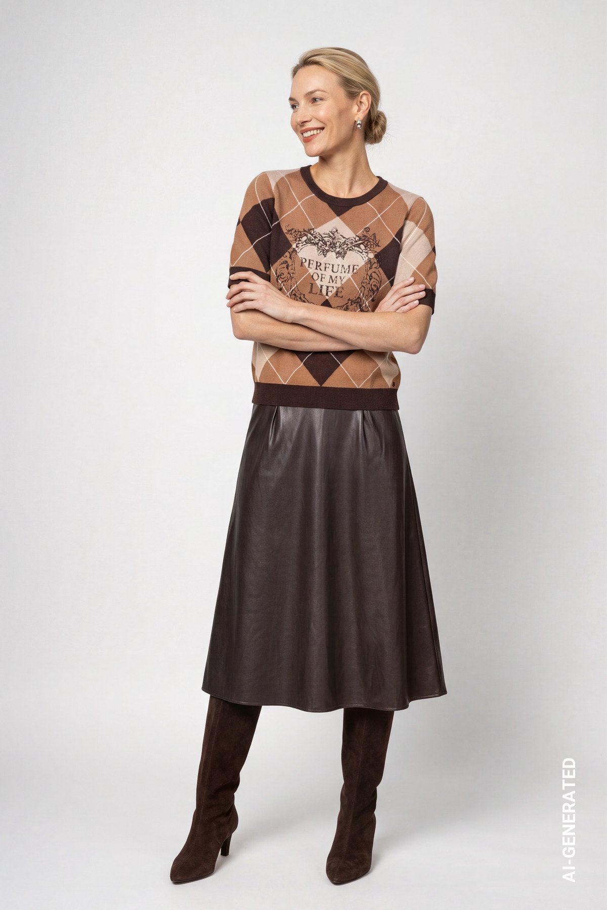 Strickpullover mit Rautenmuster (Black Coffee Gem)