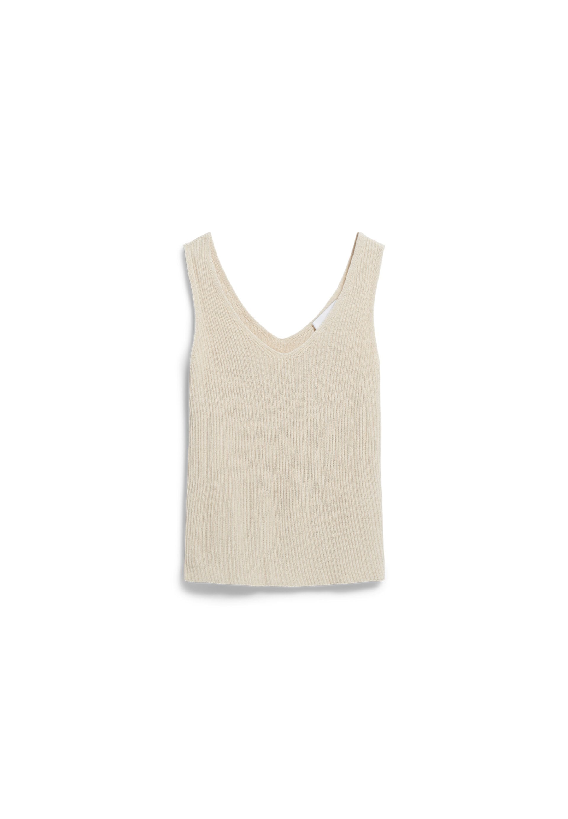 Linen Blend Knit Top (Raw White)