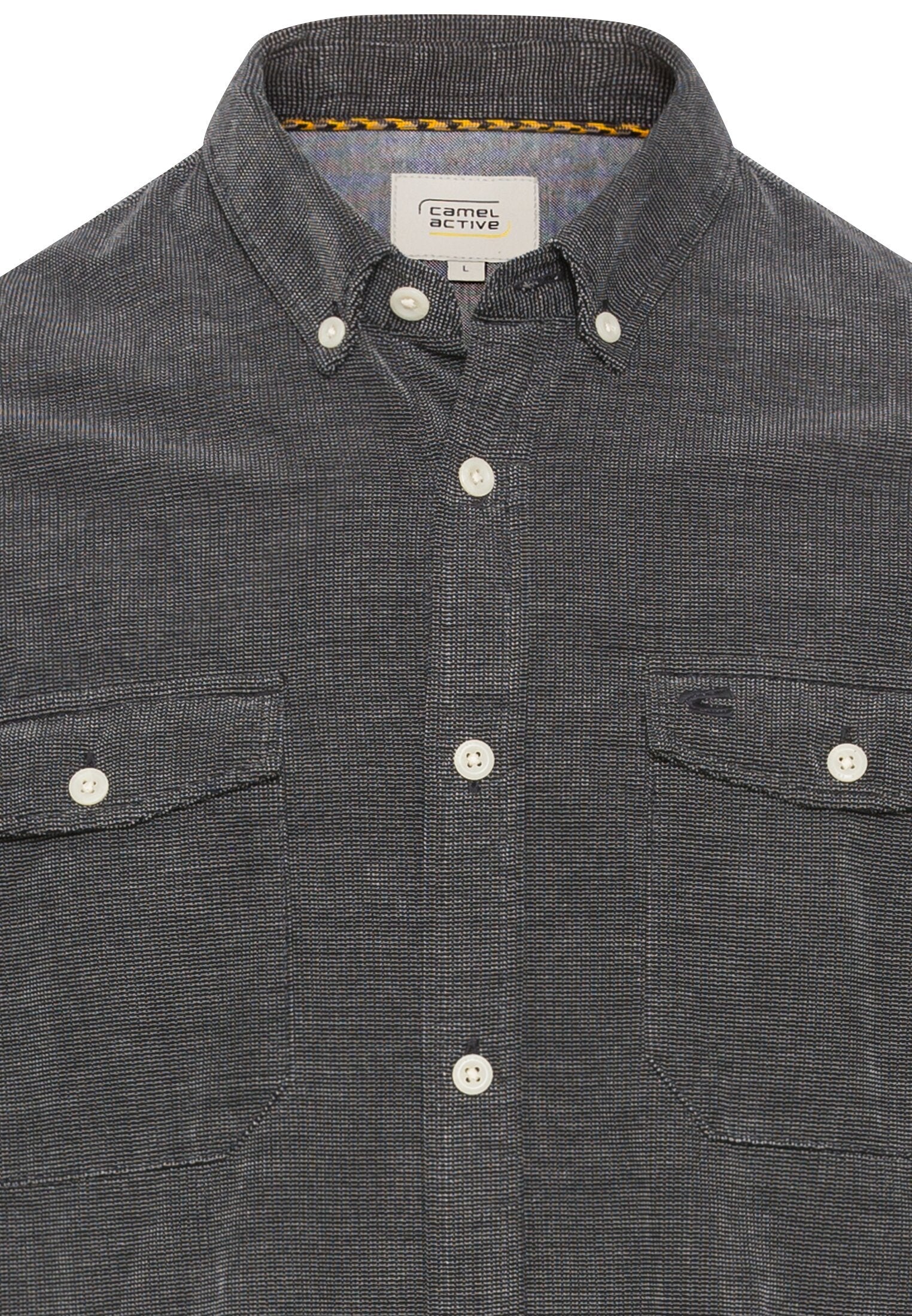 Langarm Hemd in Regular Fit aus Cord (Asphalt)