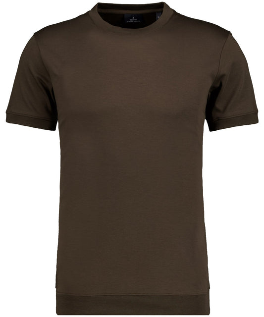Pima T-Shirt Rundhals mit Bündchen (Braun)