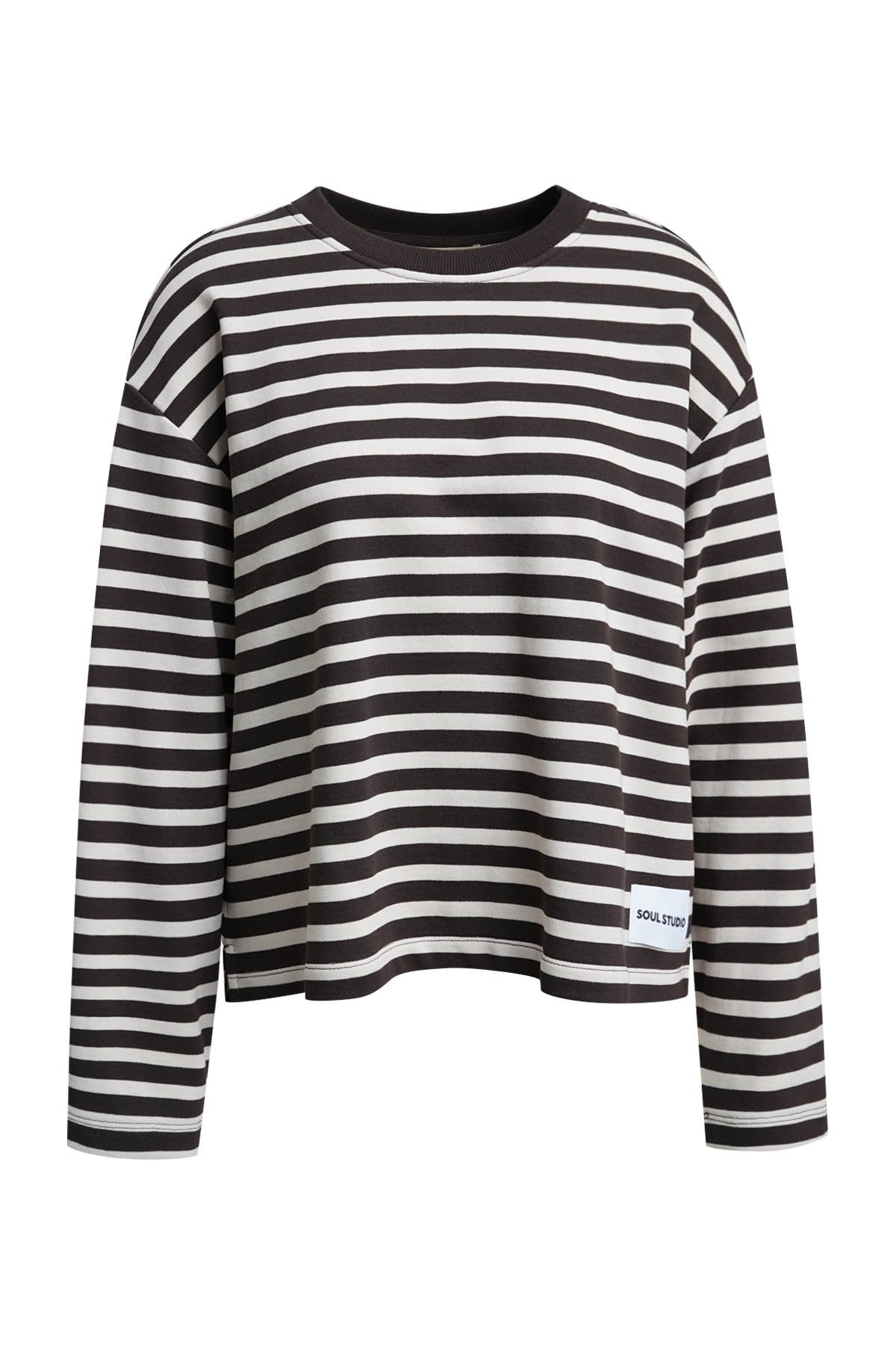 Boxy Sweatshirt Soul Studio Striped (Dark Choc)
