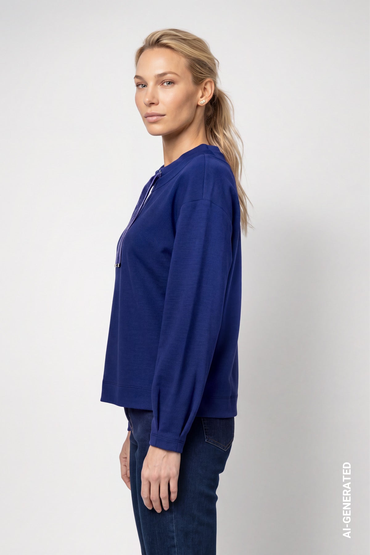 Sweatshirt mit samtigen Bindeband (Classic Navy)