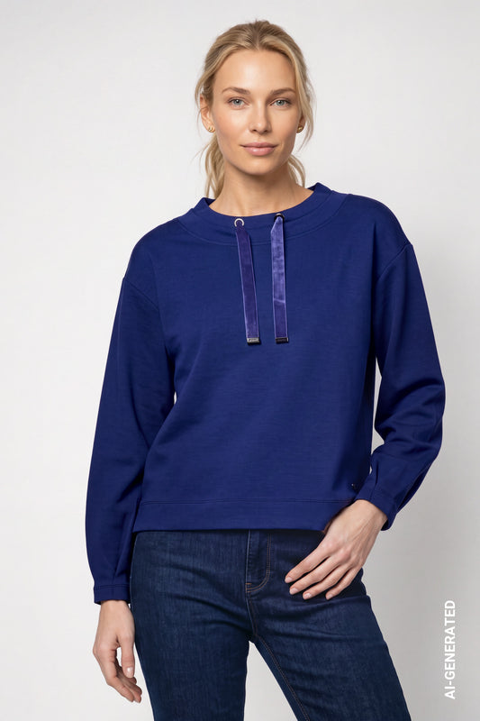 Sweatshirt mit samtigen Bindeband (Classic Navy)