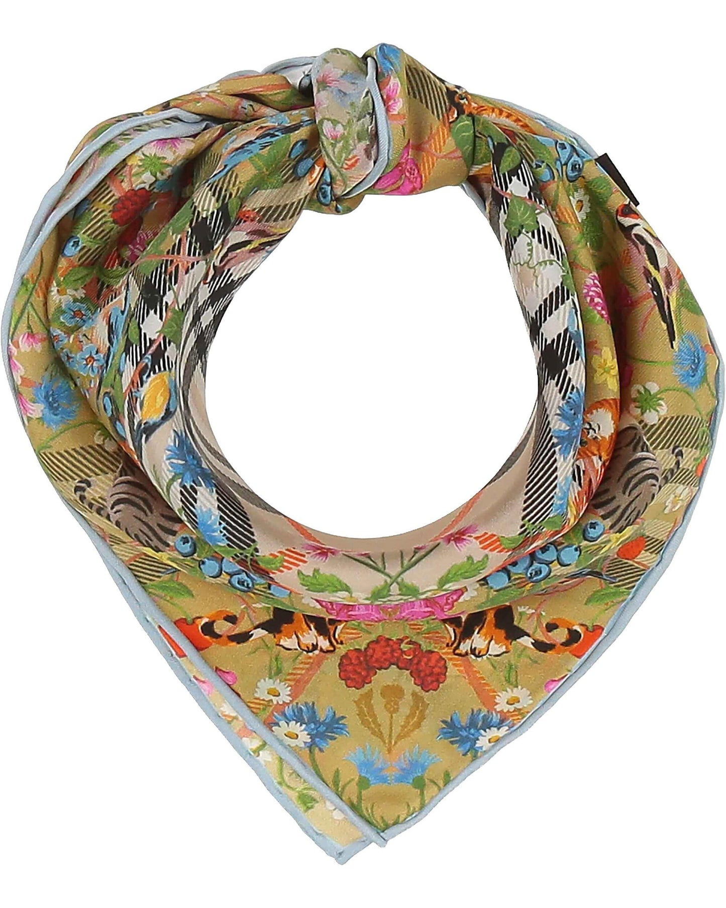 Nickituch Seidentuch mit FRAAS Plaid Karo und Tier-Print (Organic Green)