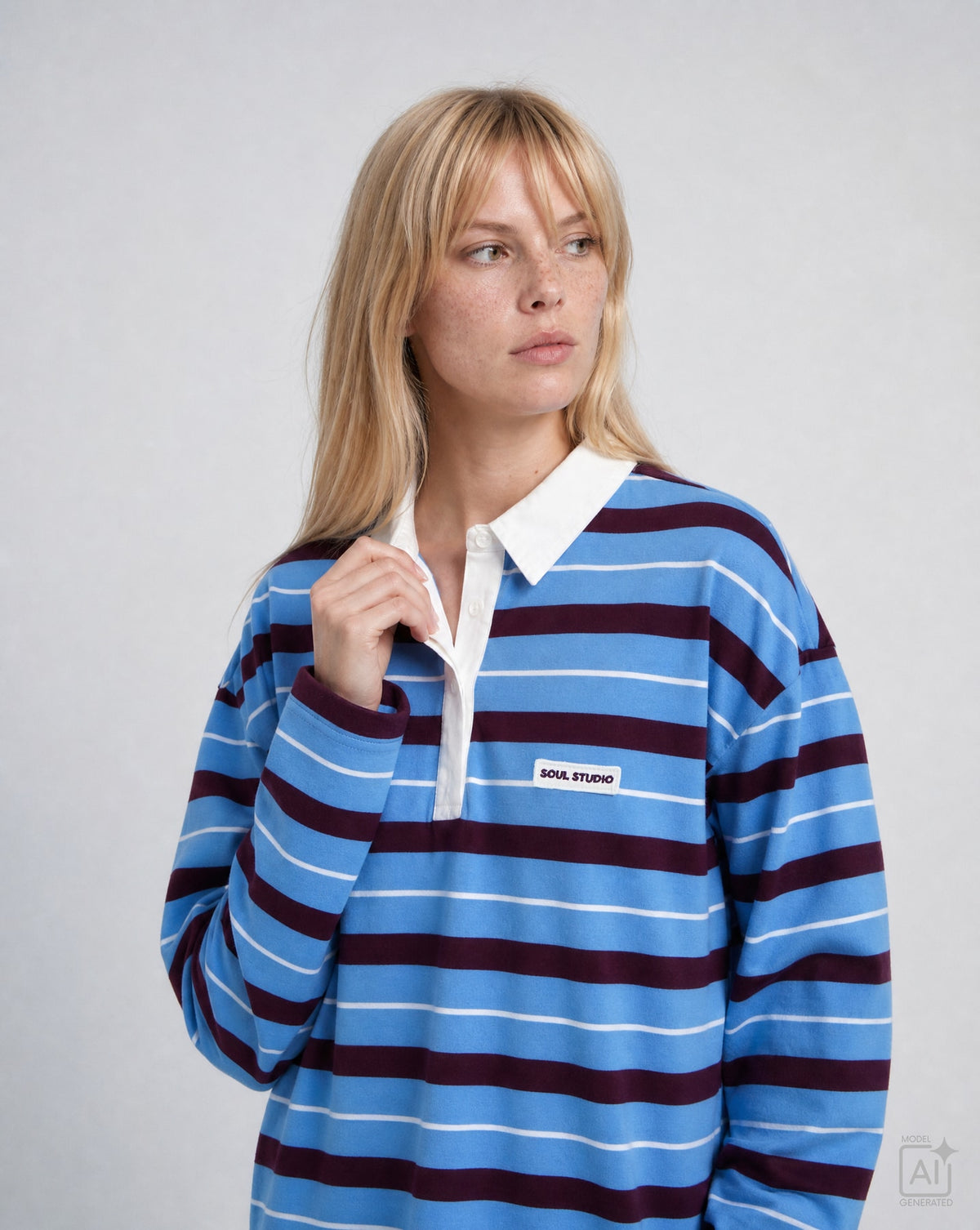 Boxy Rugby Longsleeve Multistriped (Saphire)