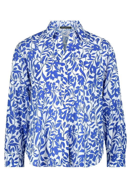 Longbluse (Cream/blue)