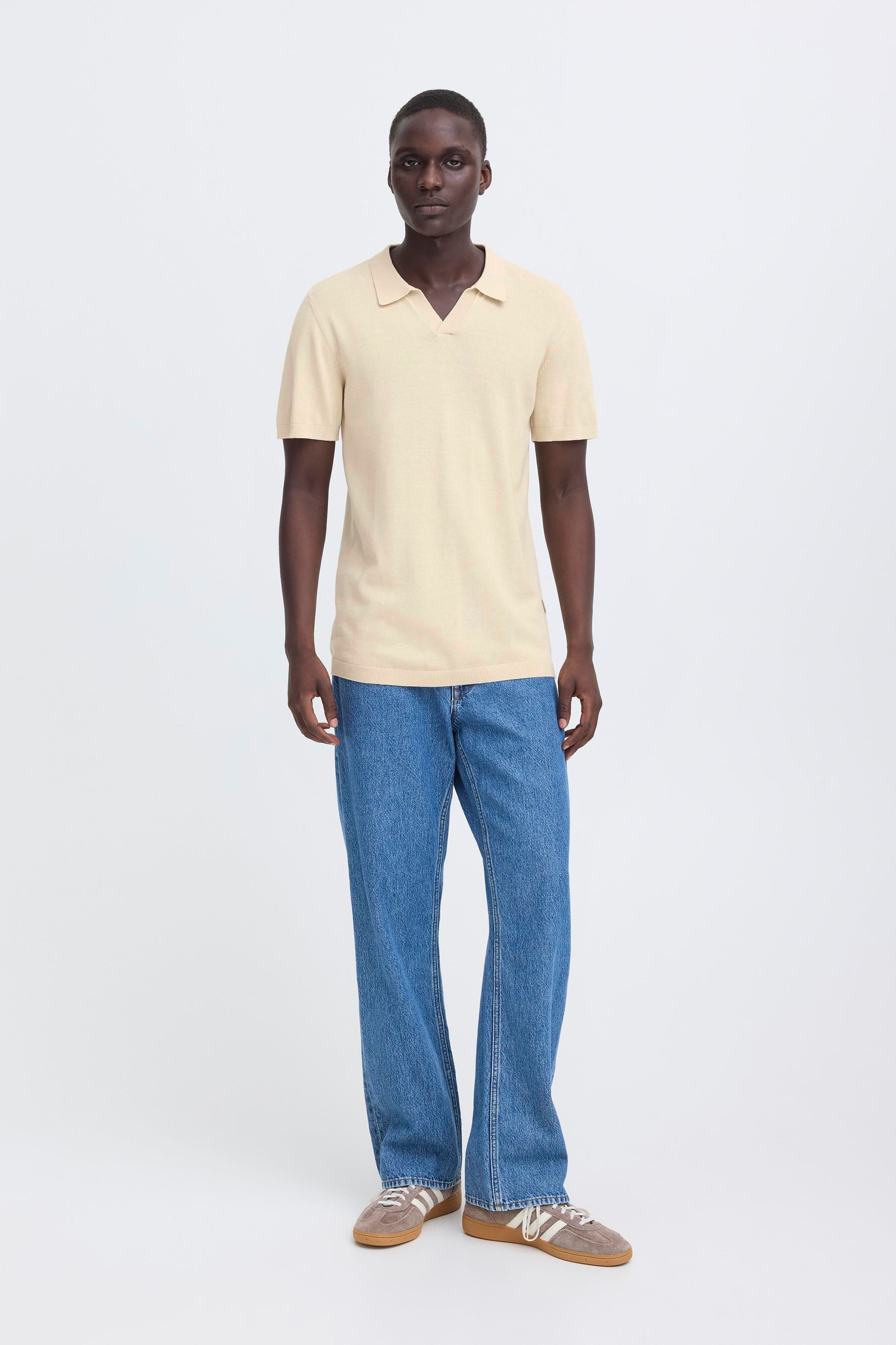 Bhbray Knit Polo Split Neck (Oyster Gray)