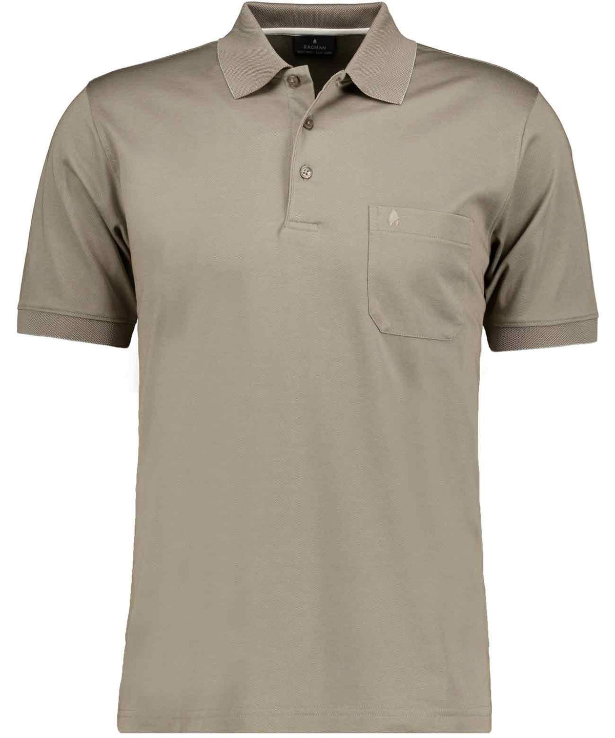 Softknit-Polo mit Brusttasche, kurzarm (Sand)