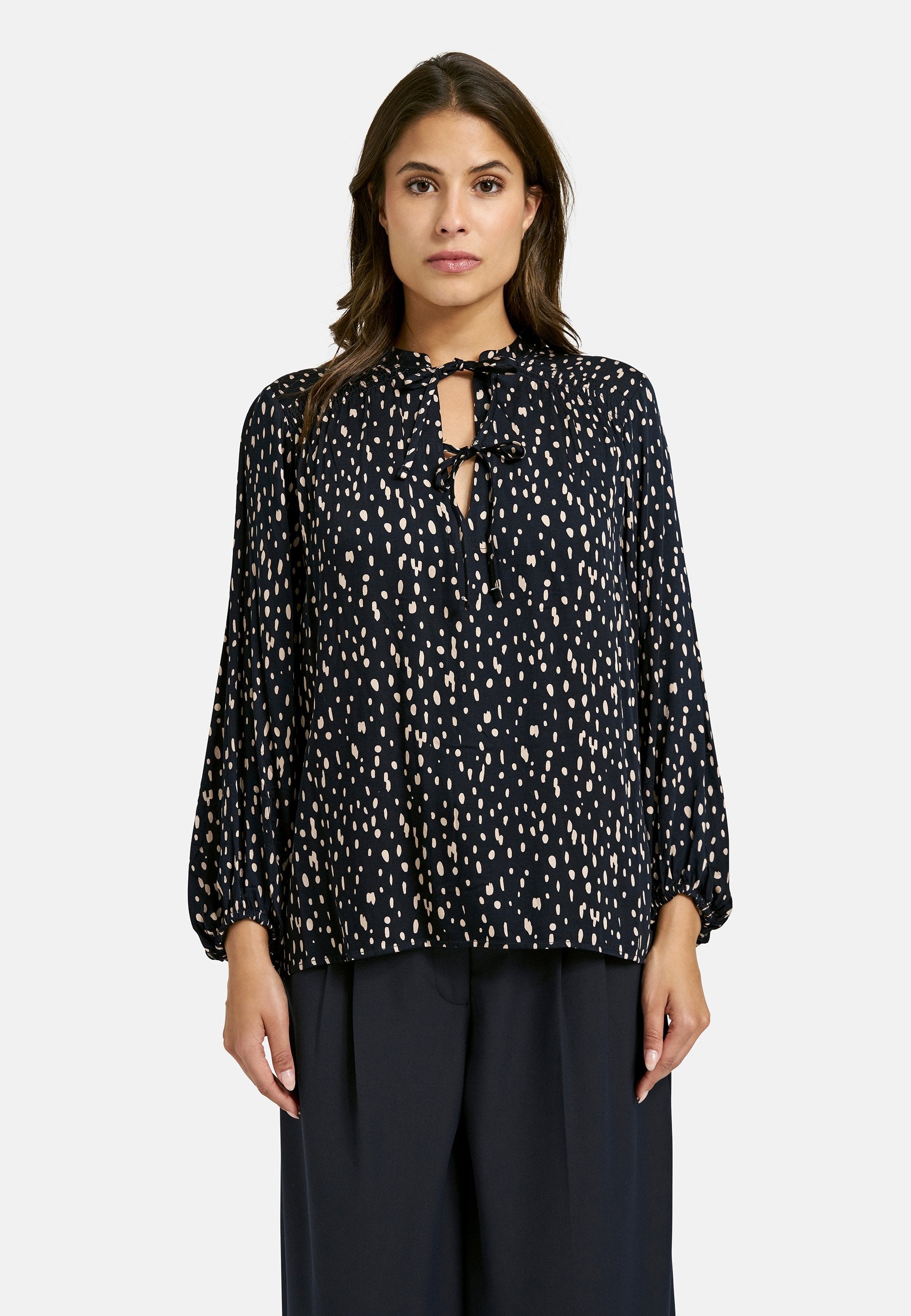 Voluminous Blouse with straps (Marine Print)