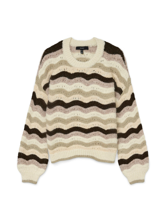 Vmdoja Ls O-neck Pullover Boo (Birch/w. S)