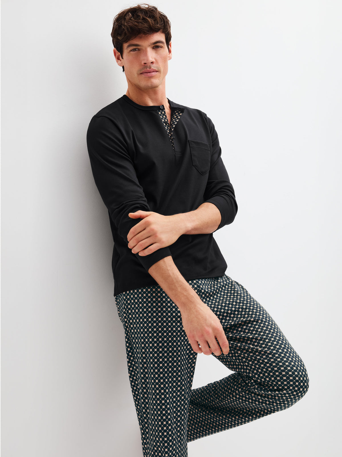 HERREN Pyjama (Schwarz)