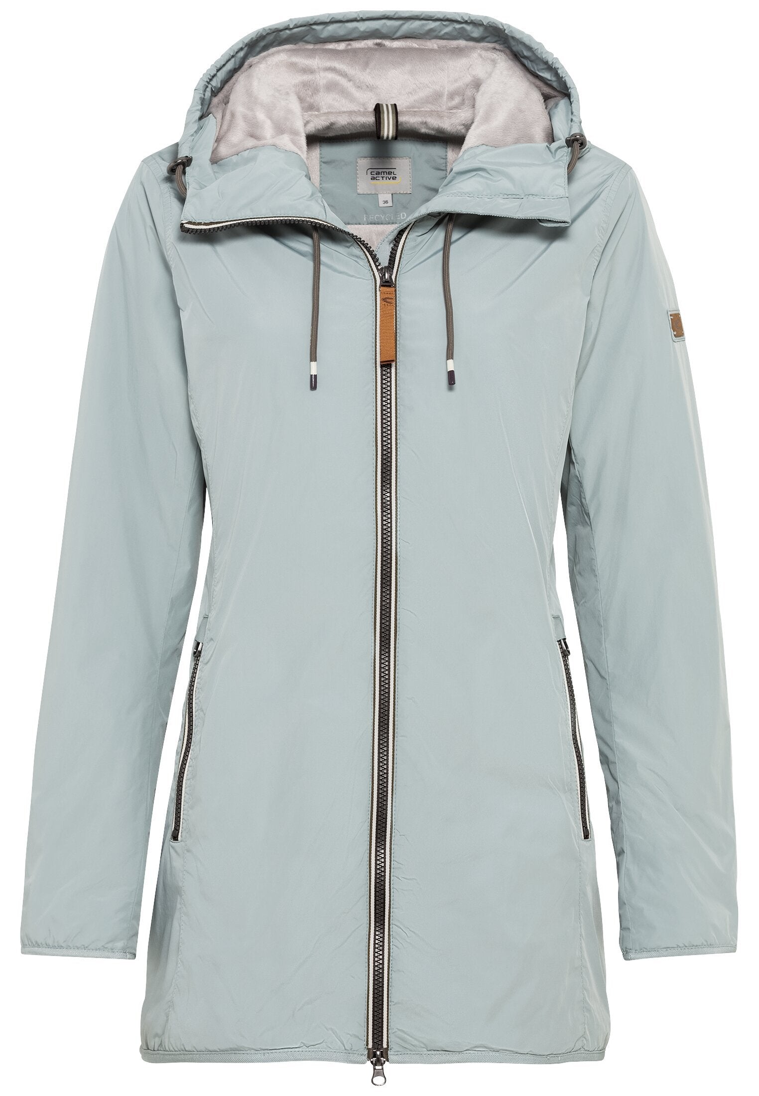 Langer Windbreaker mit weichem Plüschfutter (Dusty Jade)