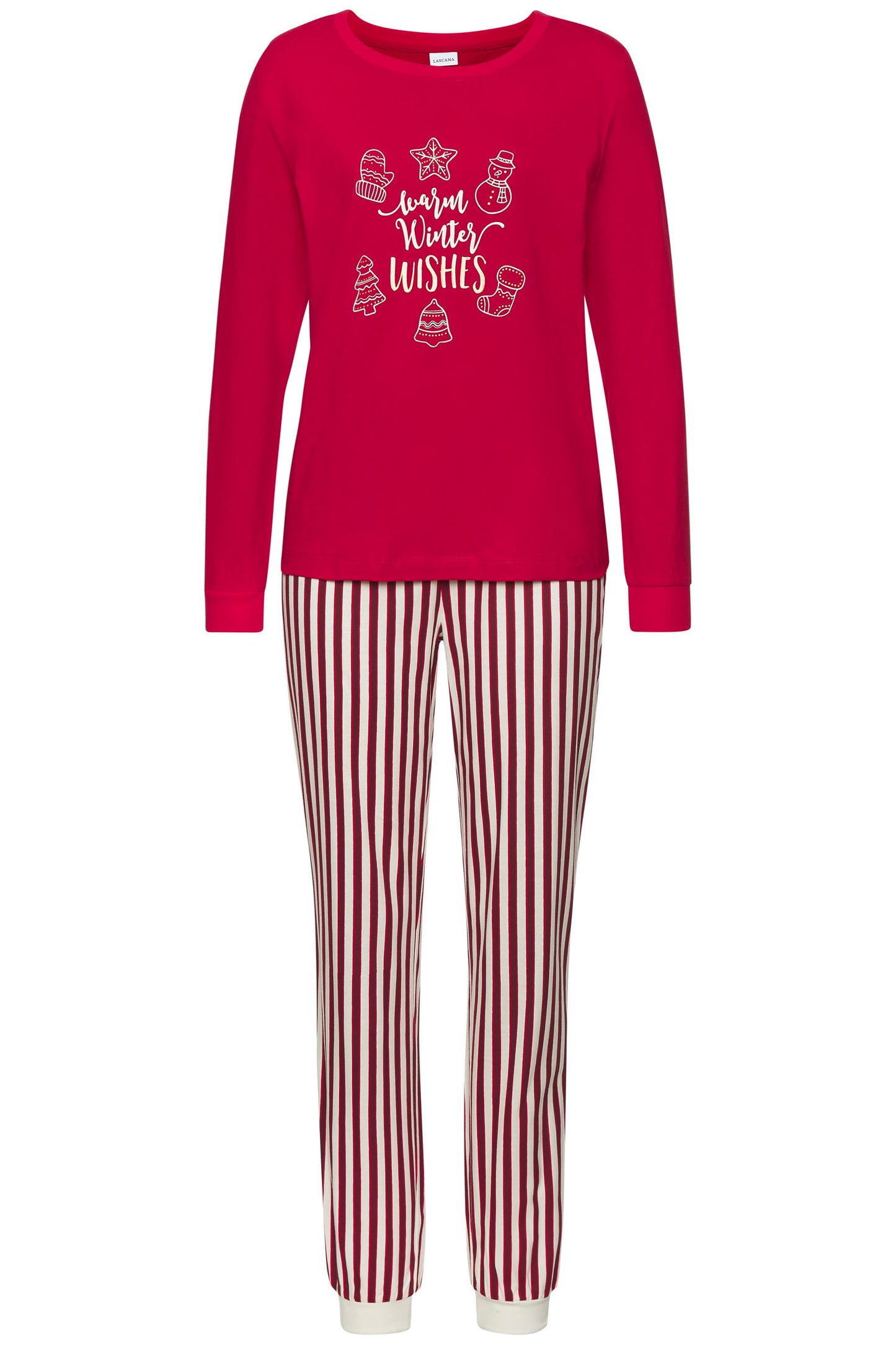 LASCANA LAS XMas solid PJ (Red Stripe A)