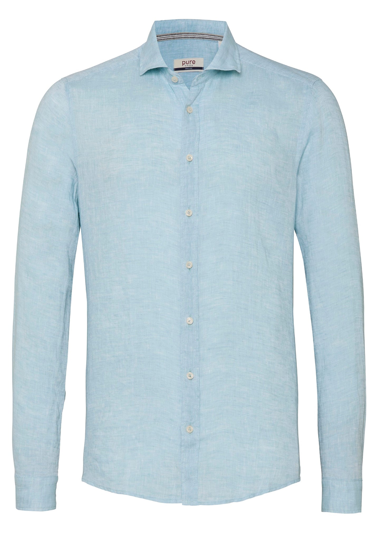 PURE- Casual Hemd Langarm (Uni Aqua)