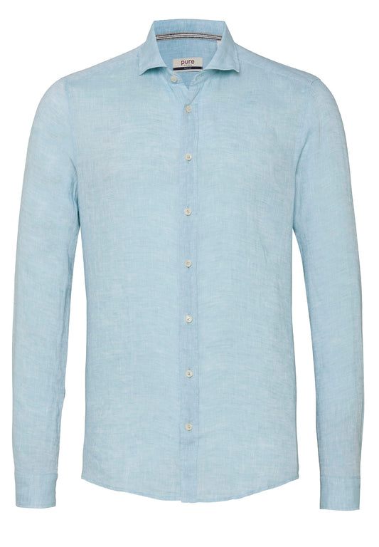 PURE- Casual Hemd Langarm (Uni Aqua)