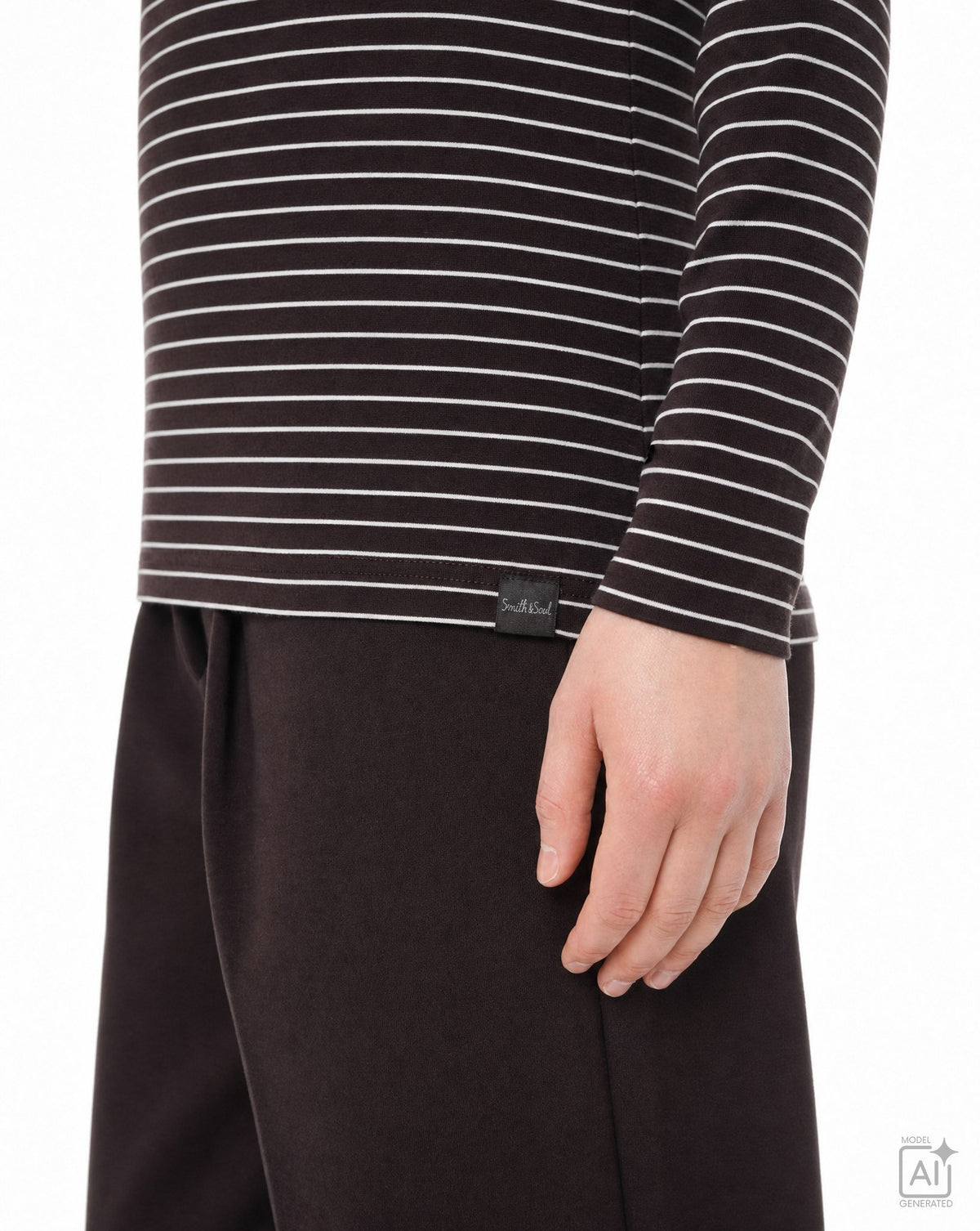 Fitted Lonsleeve Striped (Dark Choc)