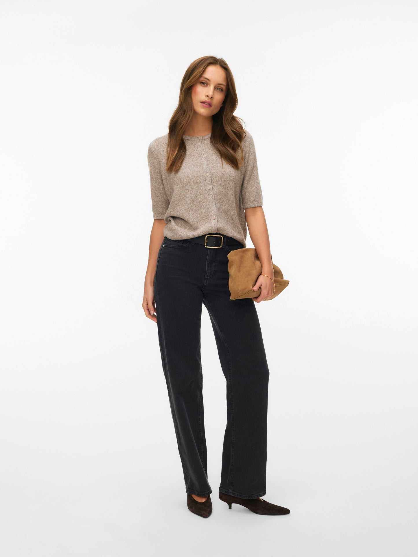 Vmdoffy 2/4 O-neck Button Cardigan Noos (Moon Rock/)