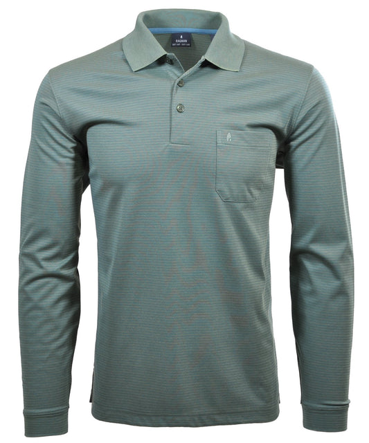 RAGMAN Softknit-Polo Fineliner, Langarm (Schilf)