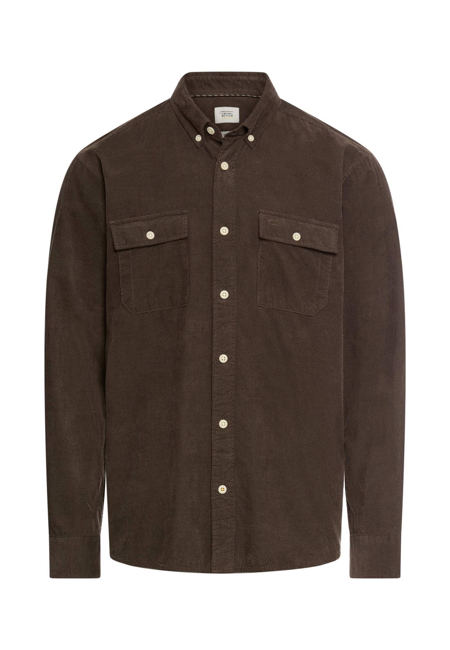 Langarmhemd mit aufgesetzten Taschen (Dark Brown)