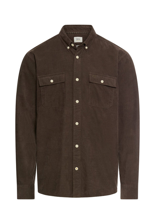 Langarmhemd mit aufgesetzten Taschen (Dark Brown)