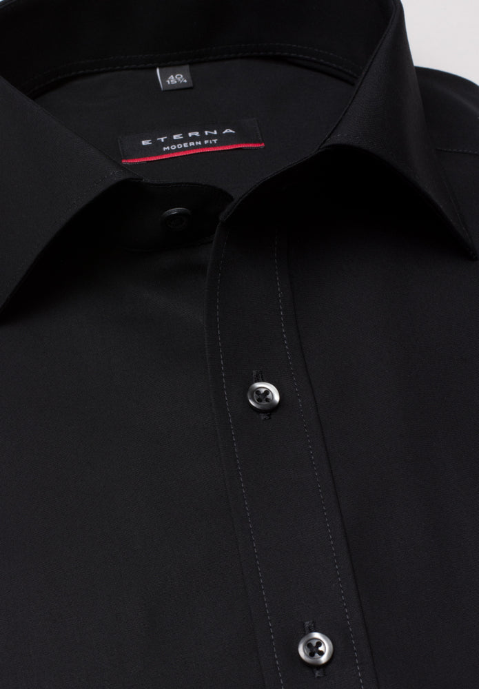 Eterna Kurzarm Hemd Modern Fit Popeline (Schwarz)