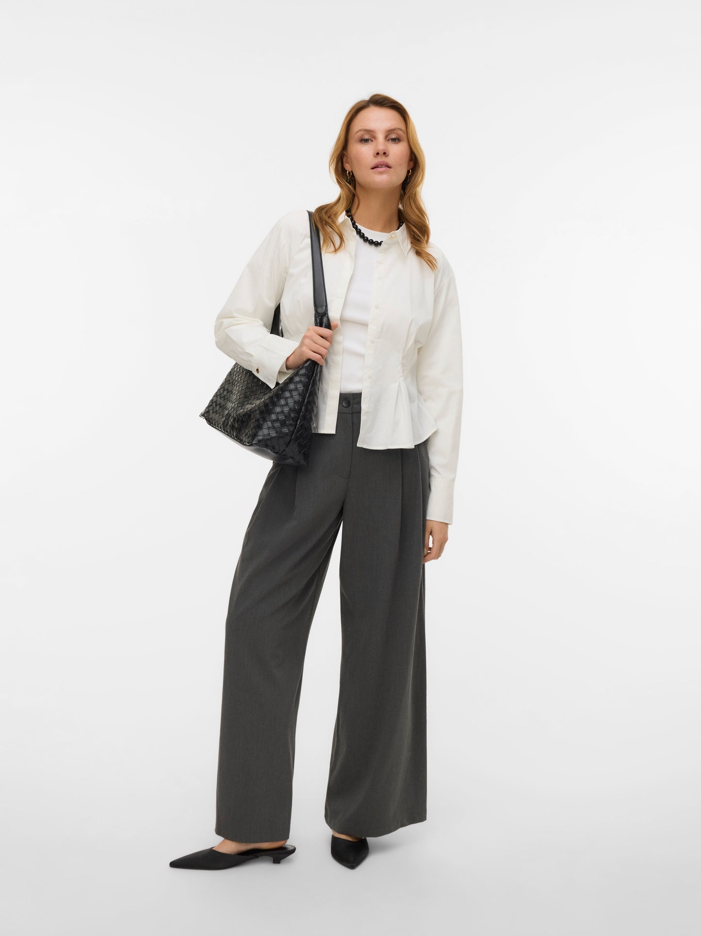 Vmstella Mw Wide Pleat Pant Noos (Dark Grey Mel)