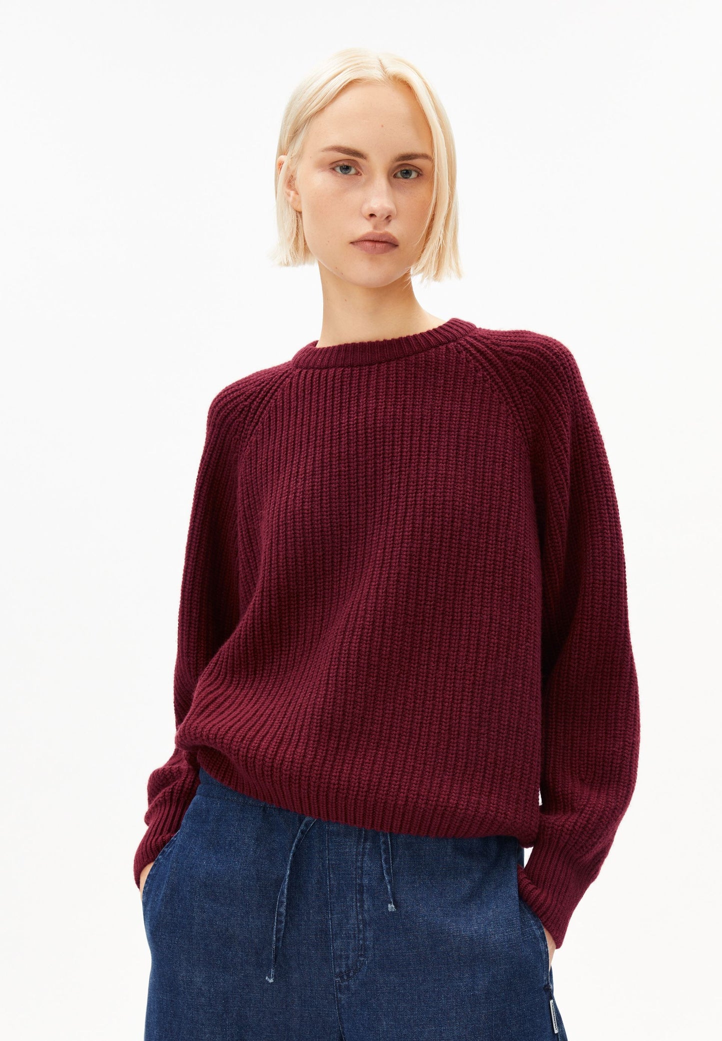 Rib Knit Sweater (Velvet Red)