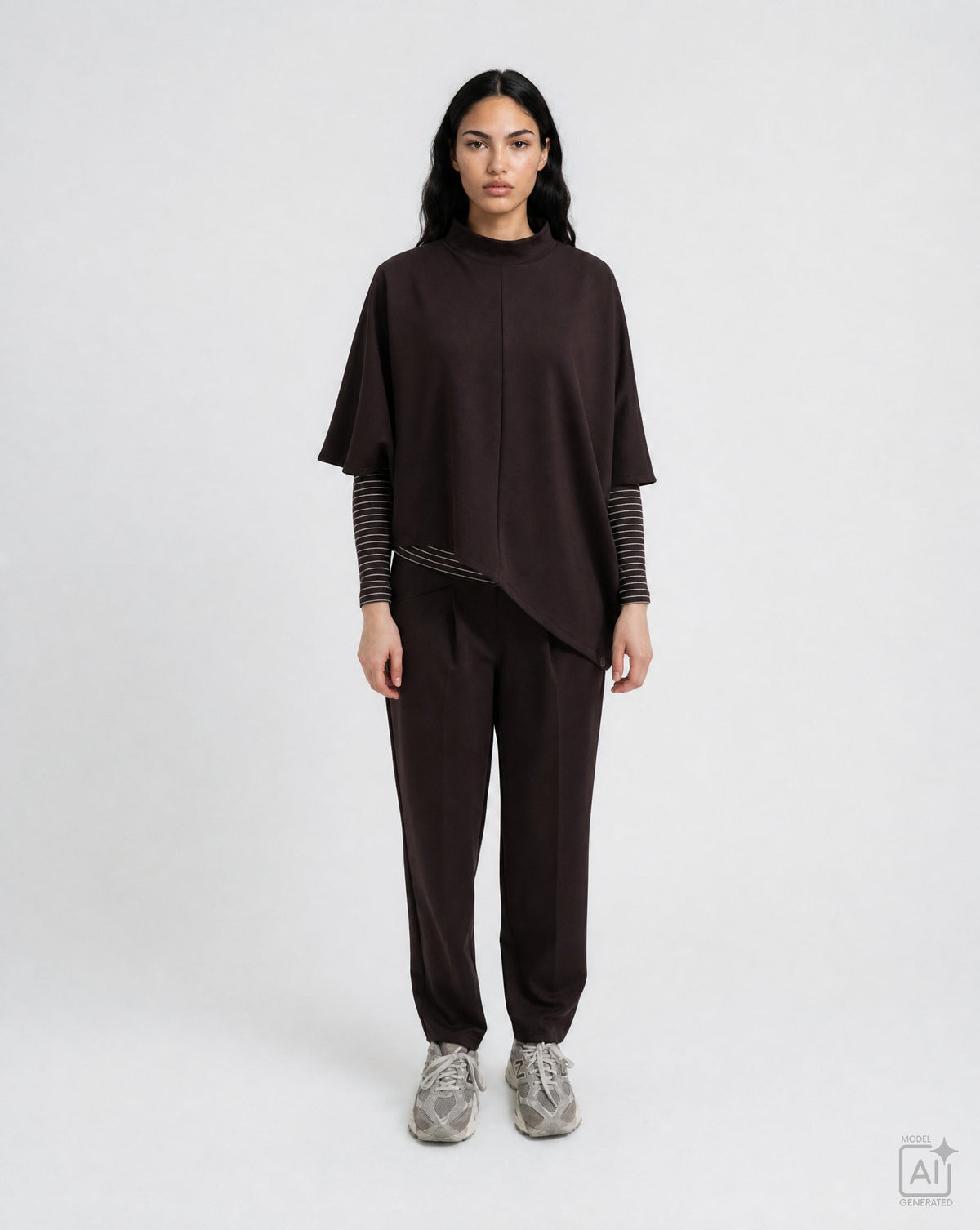 Fitted Lonsleeve Striped (Dark Choc)