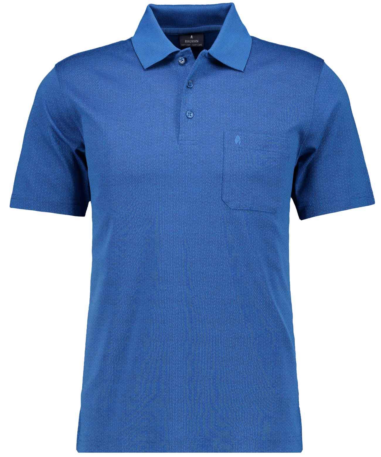 Softknit-Poloshirt Jacquard (Blau)