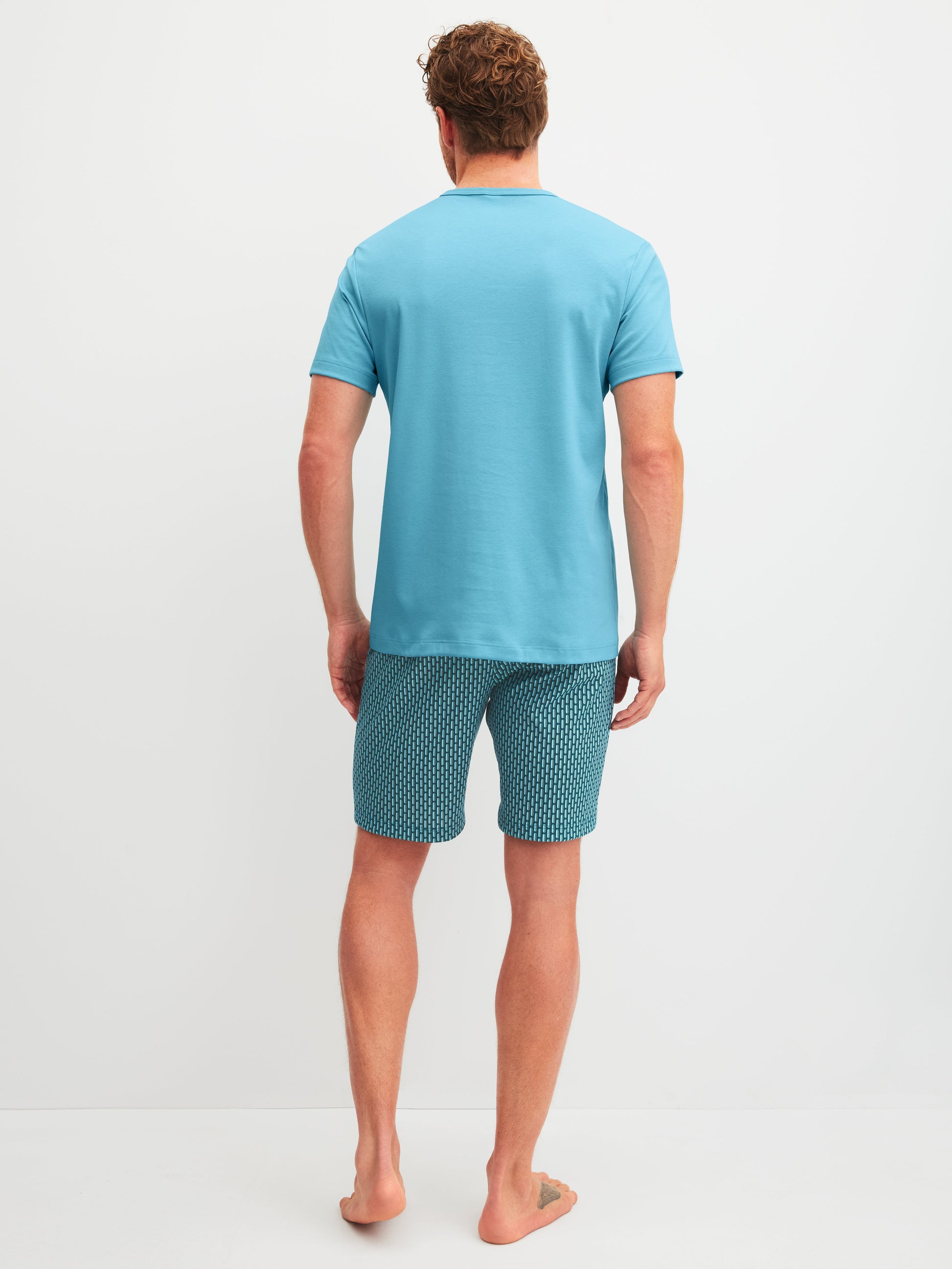 HERREN Pyjama kurz (Retro Blue)